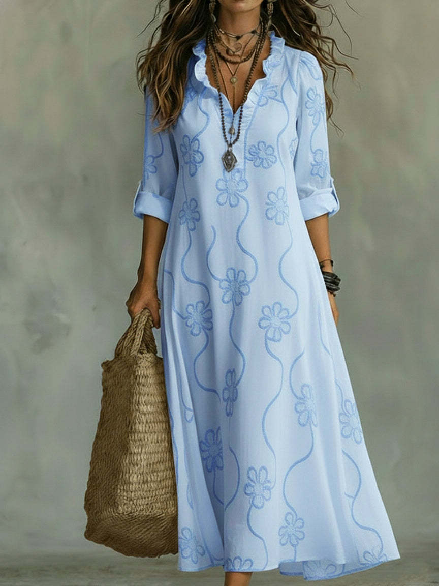 Trendé™ | Mariam Maxikleid mit tonalem Blumenmuster