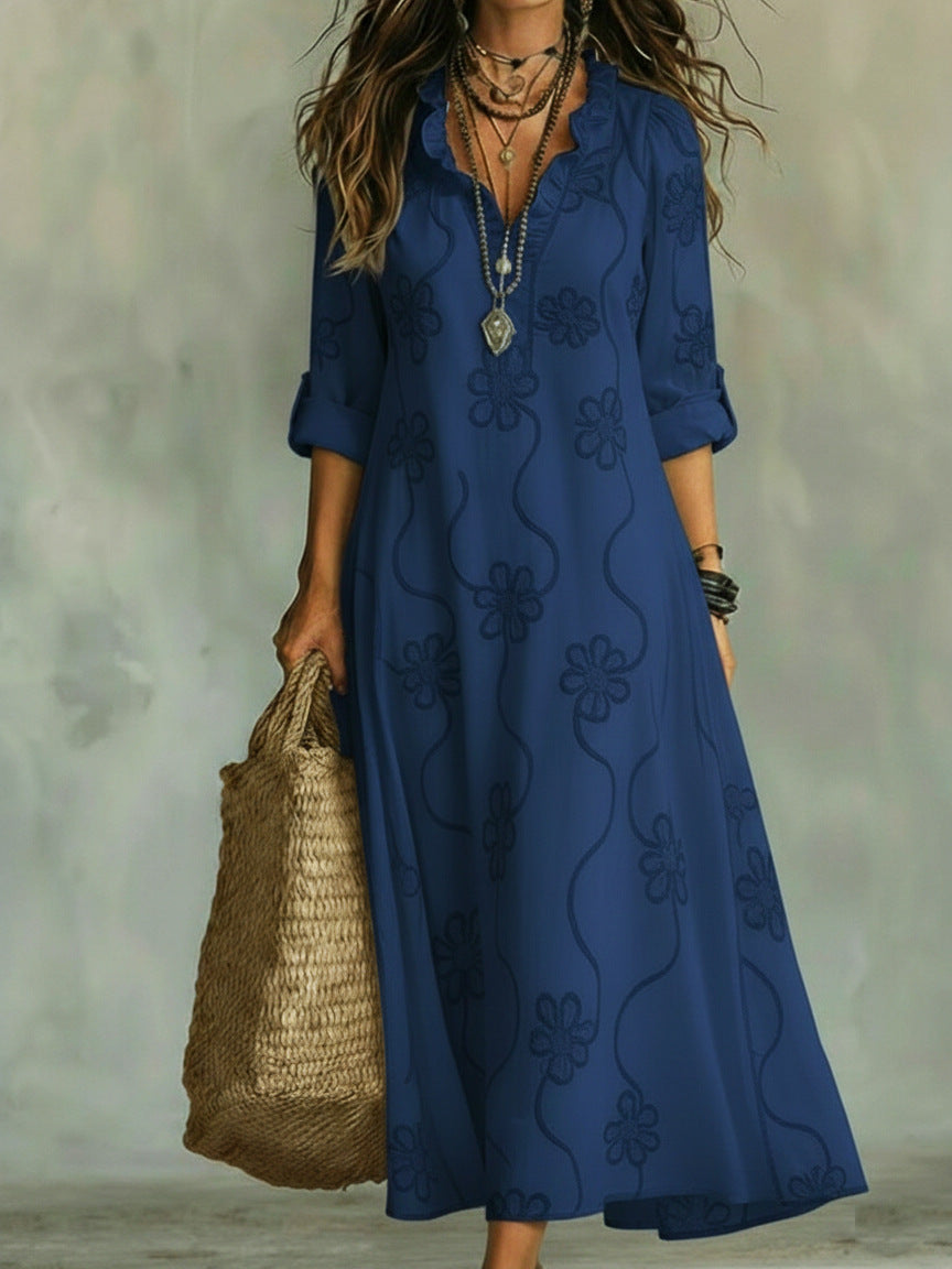 Máriam – Maxikleid mit tonalem Blumenmuster