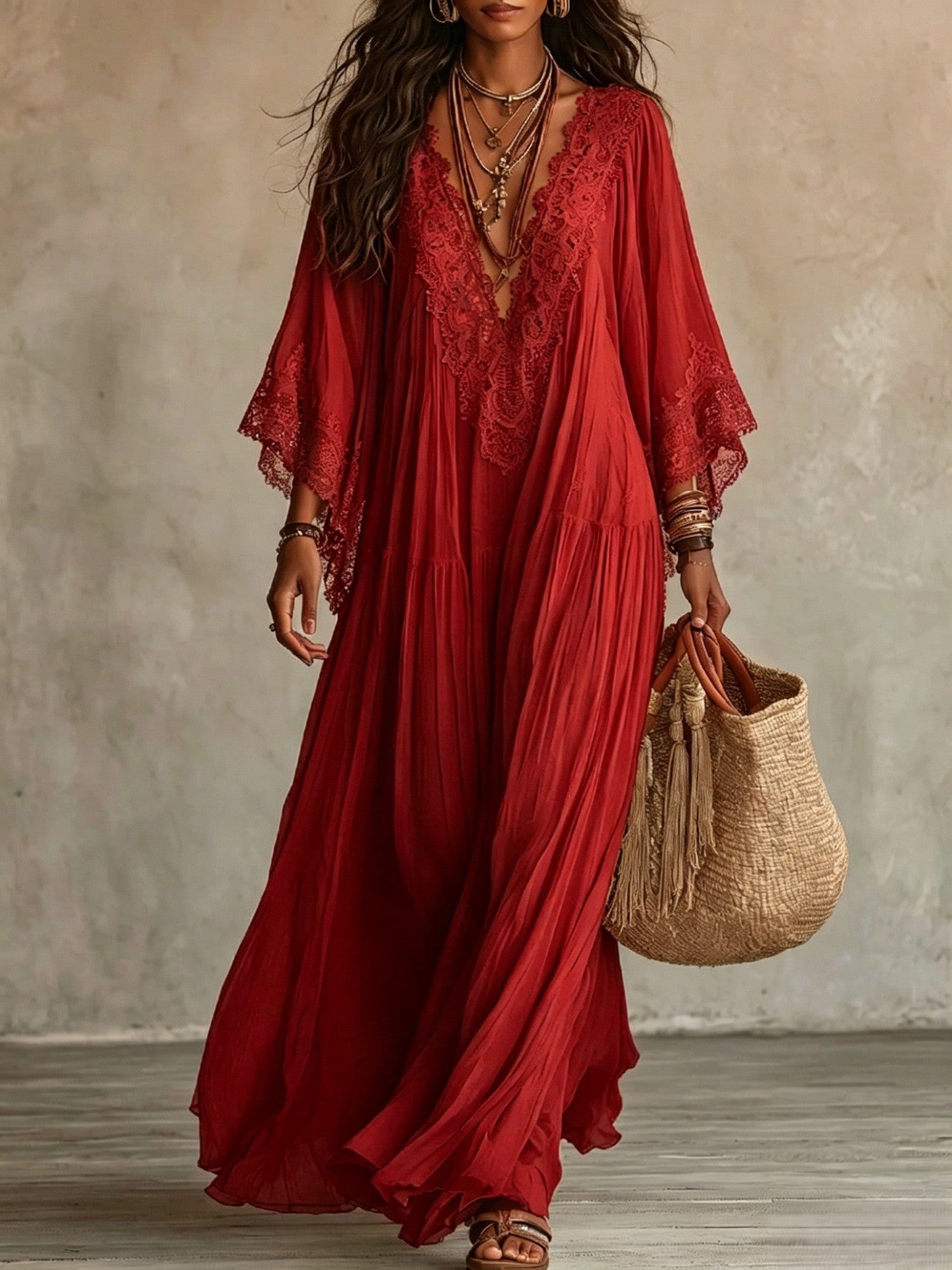 Trendé™ | Elara Luftiges Boho-Maxikleid