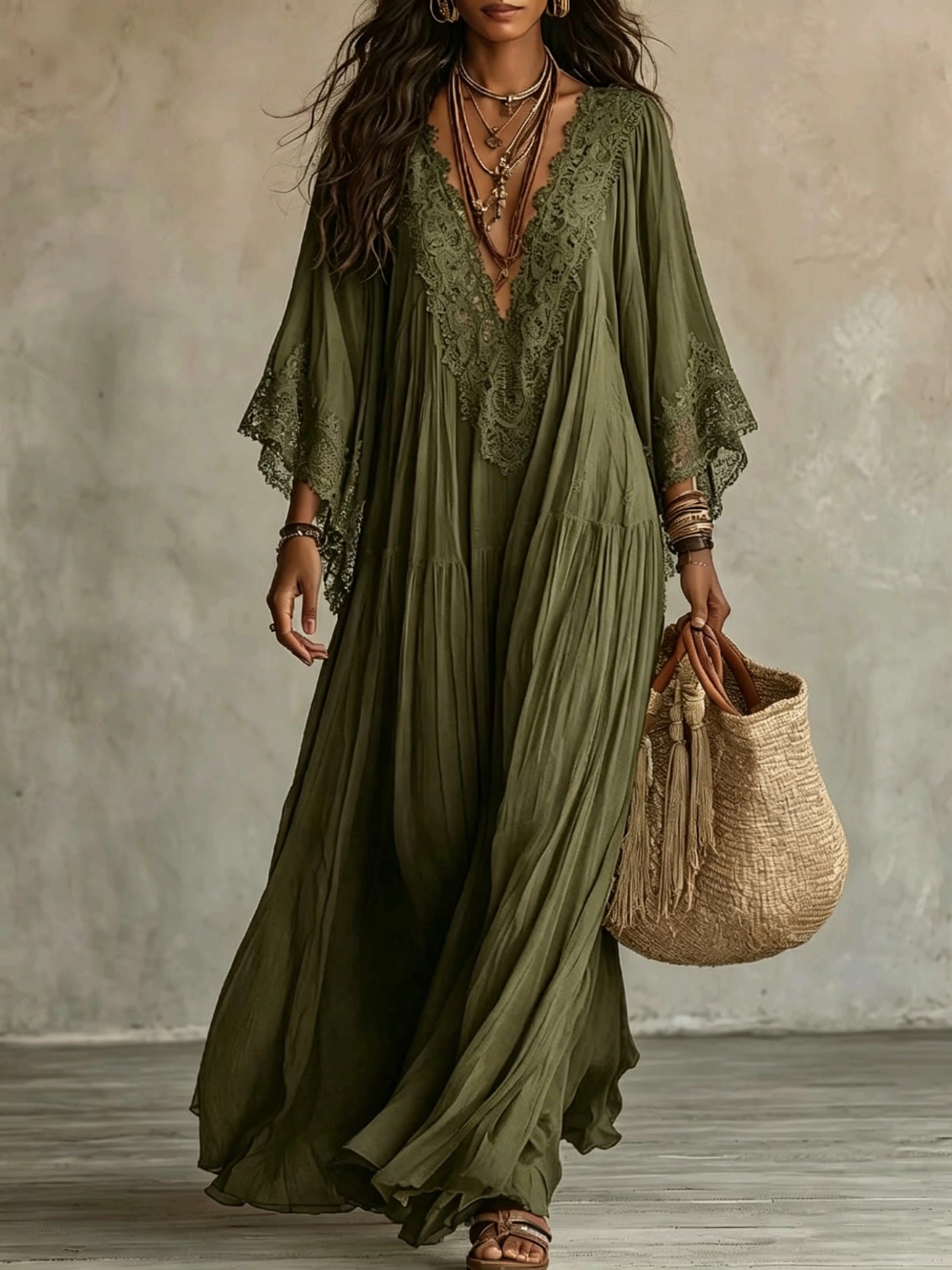 Trendé™ | Elara Luftiges Boho-Maxikleid