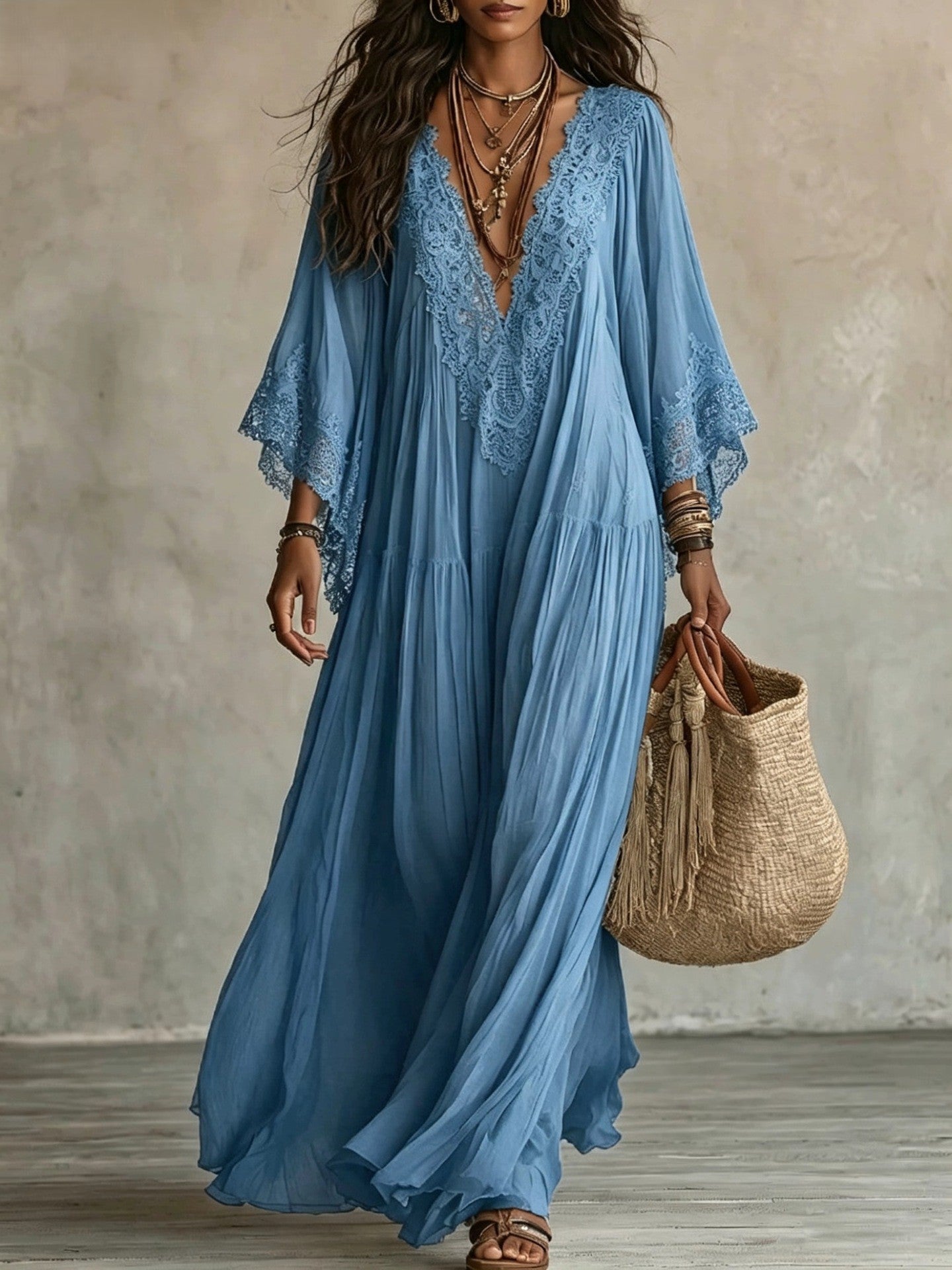 Trendé™ | Elara Luftiges Boho-Maxikleid