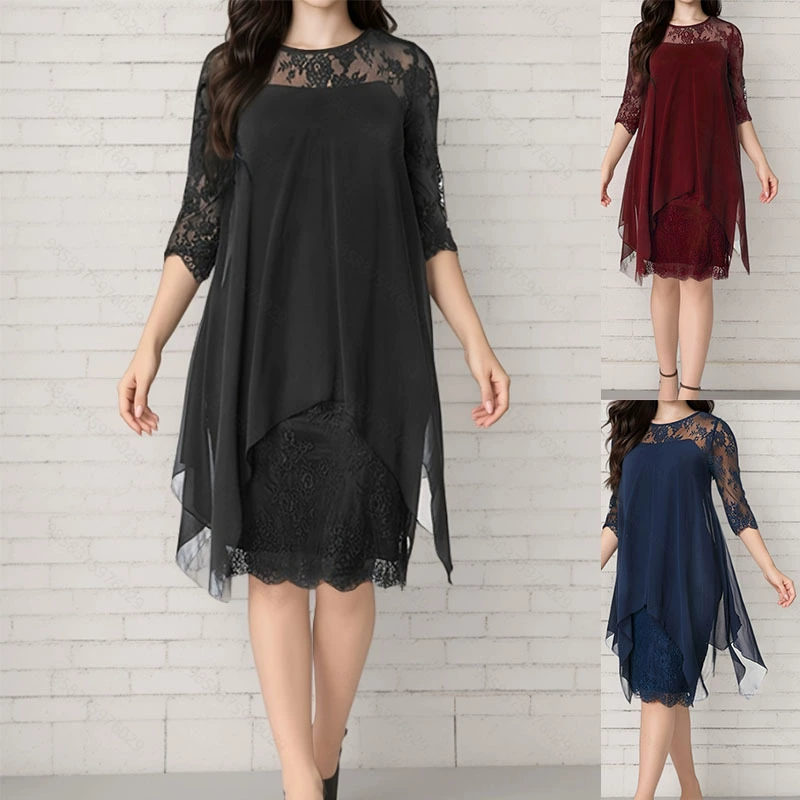 Trendé™ | Elisa Kleid mit asymmetrischem Saum und Spitze