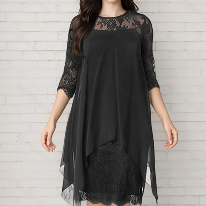 Trendé™ | Elisa Kleid mit asymmetrischem Saum und Spitze