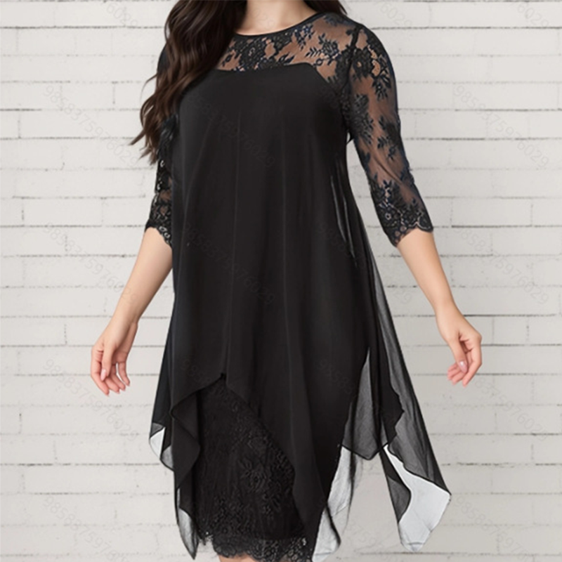 Trendé™ | Elisa Kleid mit asymmetrischem Saum und Spitze