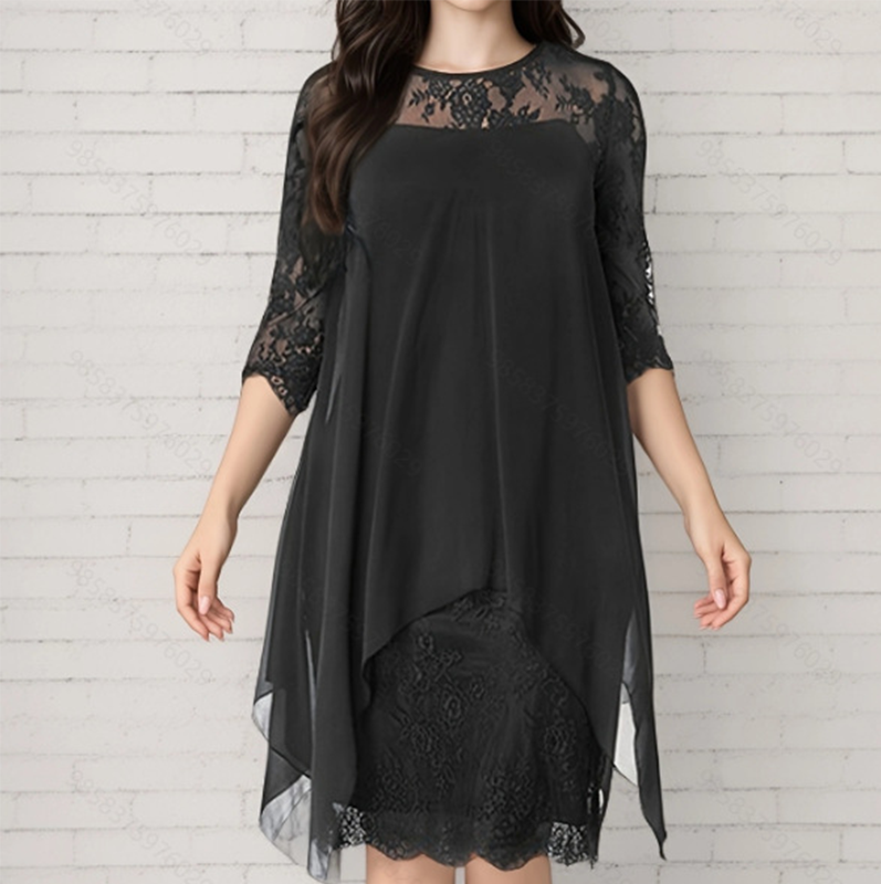 Trendé™ | Elisa Kleid mit asymmetrischem Saum und Spitze