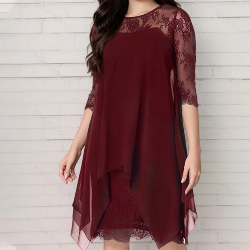 Trendé™ | Elisa Kleid mit asymmetrischem Saum und Spitze