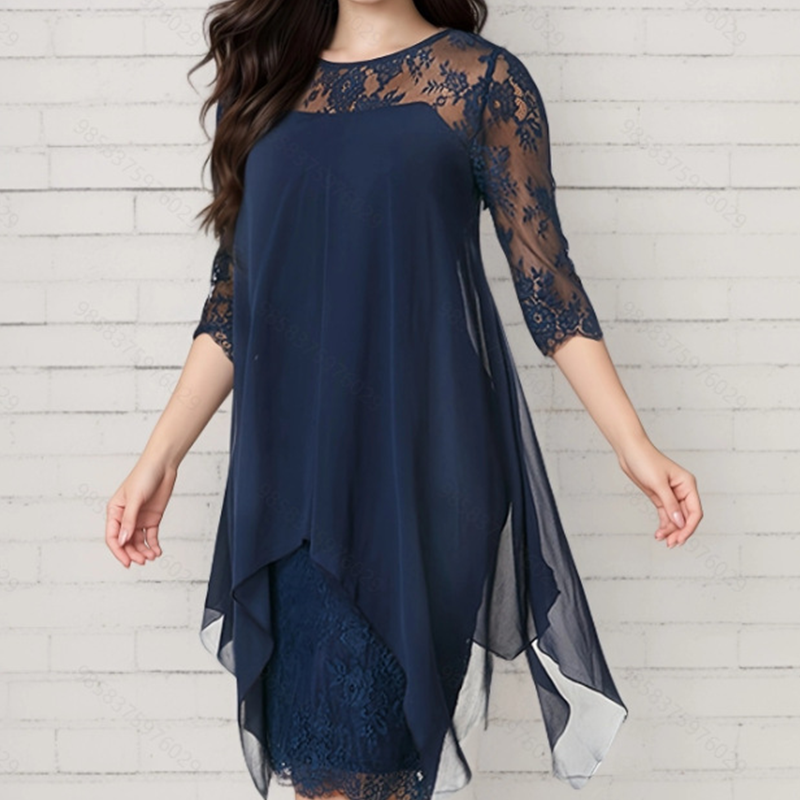 Trendé™ | Elisa Kleid mit asymmetrischem Saum und Spitze