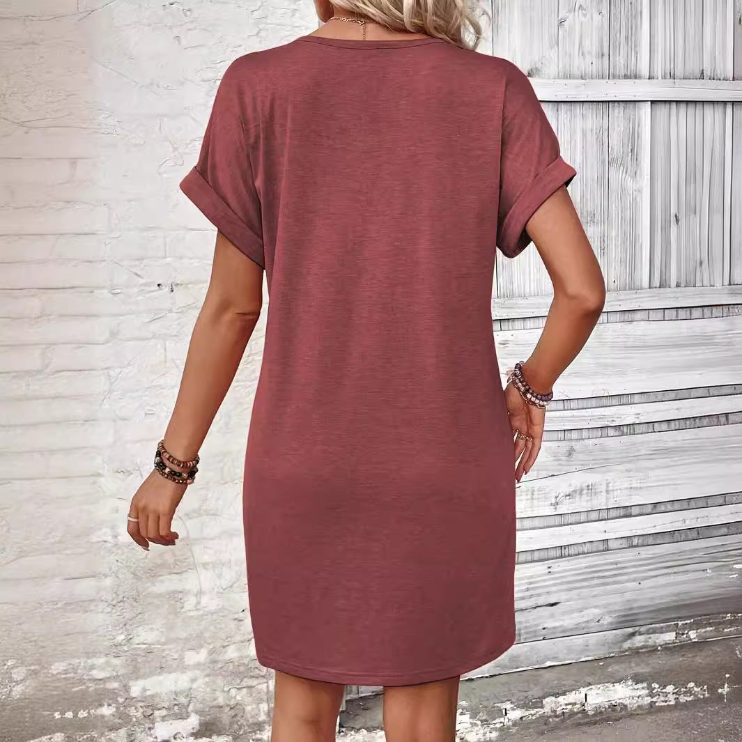 Trendé™ | Camila Einfarbiges Neckholder-Kleid mit Knopfdetails