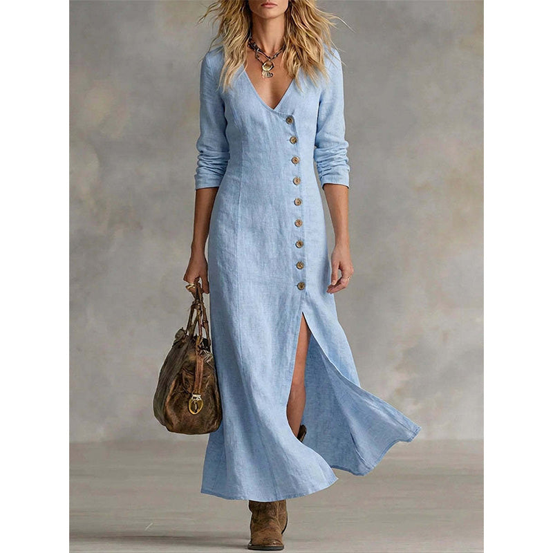 Trendé™ | Vivienne Vintage-inspiriertes Hemdkleid mit langen Ärmeln