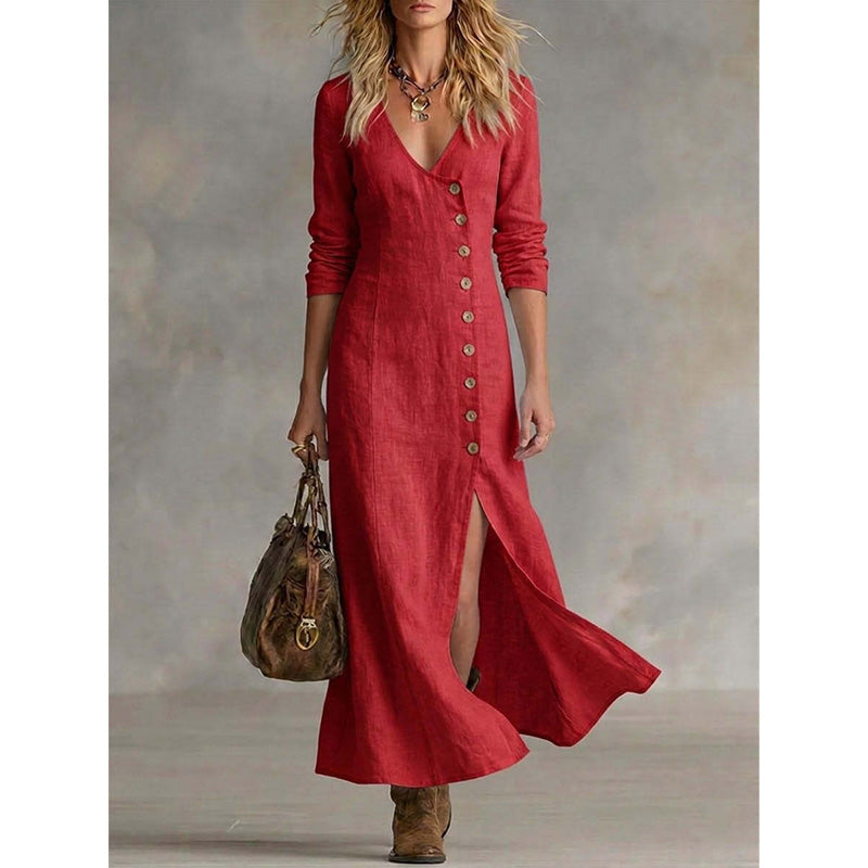 Trendé™ | Vivienne Vintage-inspiriertes Hemdkleid mit langen Ärmeln