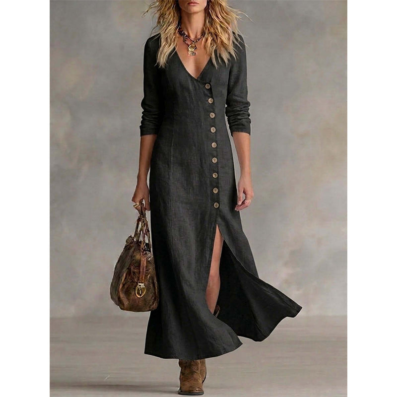 Trendé™ | Vivienne Vintage-inspiriertes Hemdkleid mit langen Ärmeln