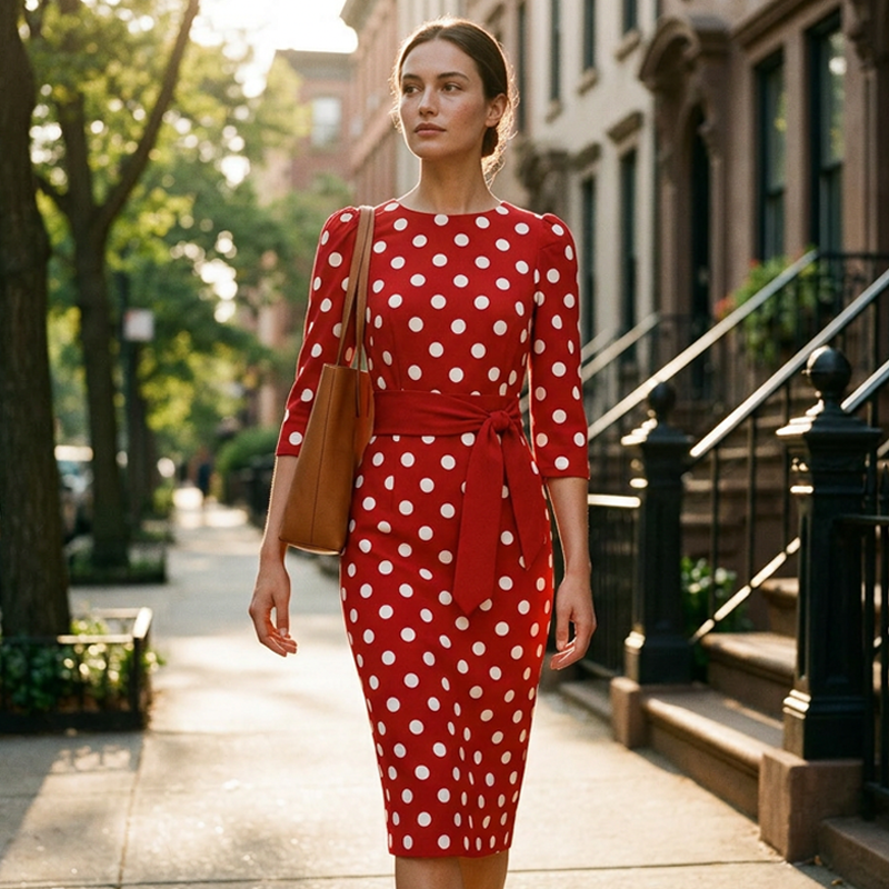 Trendé™ | Elsbeth Elegantes Retro-Kleid mit Punkten