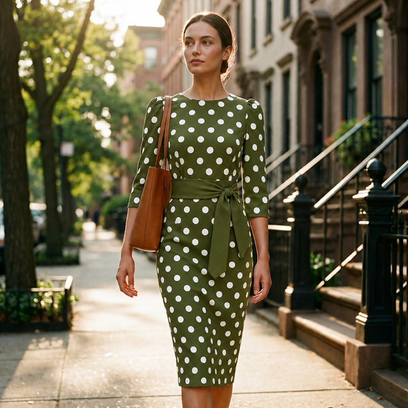 Trendé™ | Elsbeth Elegantes Retro-Kleid mit Punkten