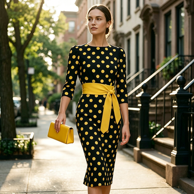 Trendé™ | Elsbeth Elegantes Retro-Kleid mit Punkten