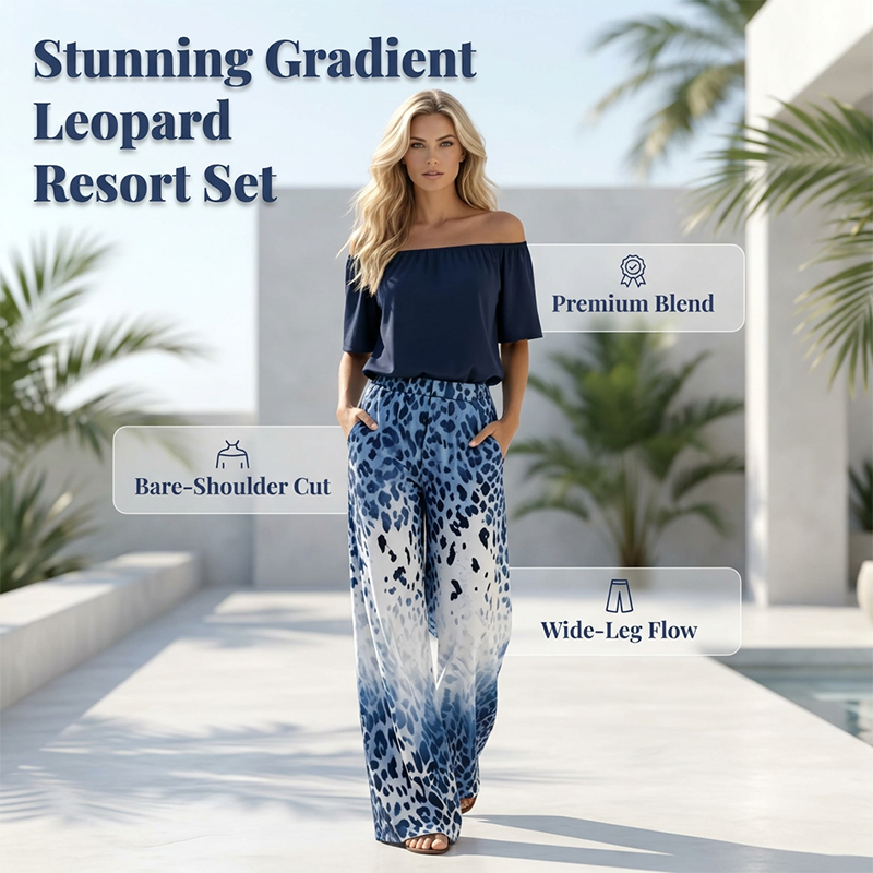 Trendé™ | Aurora Schulterfreies Zweiteiliges Set mit Leopard-Print