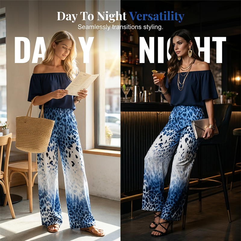 Trendé™ | Aurora Schulterfreies Zweiteiliges Set mit Leopard-Print