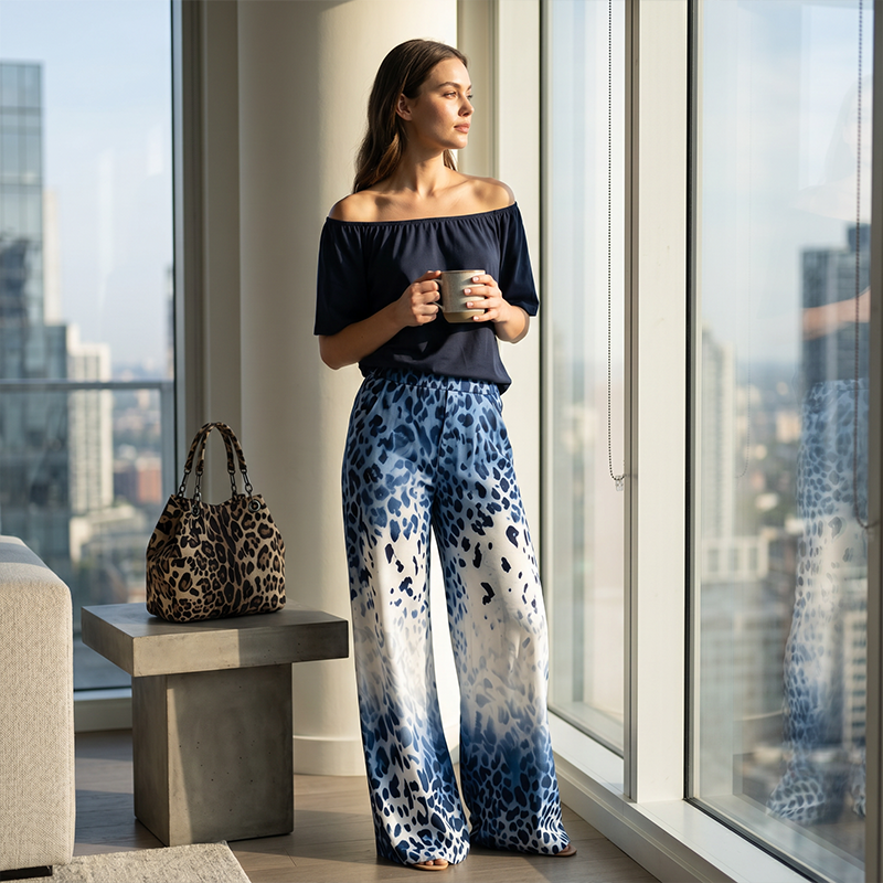 Trendé™ | Aurora Schulterfreies Zweiteiliges Set mit Leopard-Print