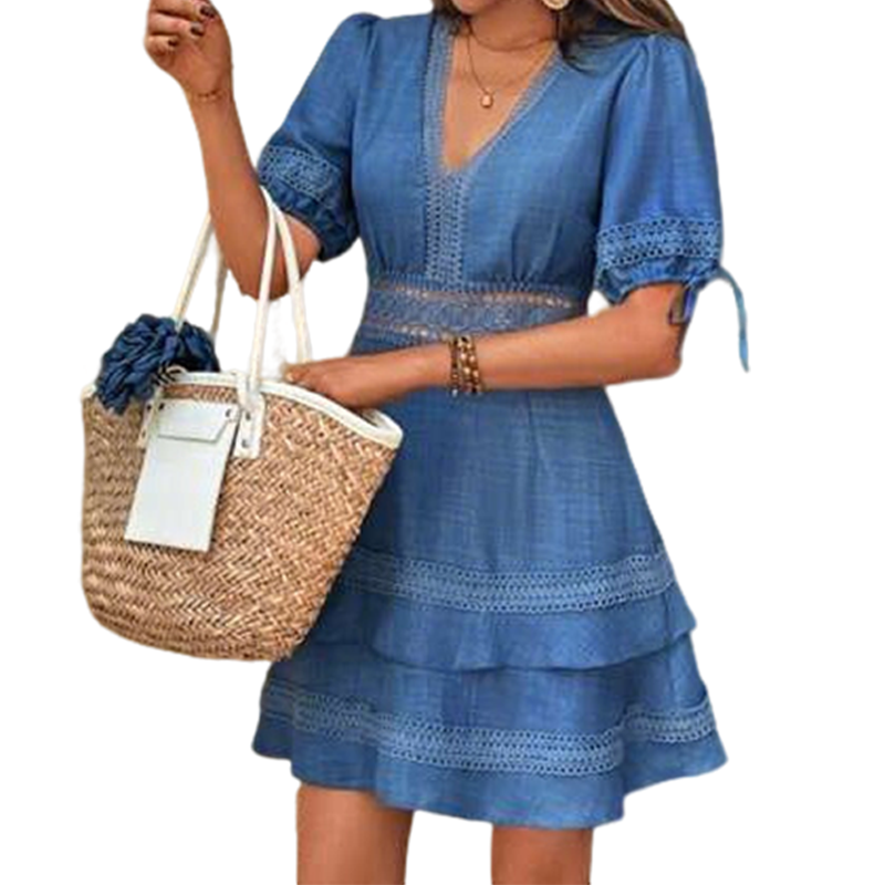 Trendé™ | Nora Volantkleid mit Spitze und V-Ausschnitt