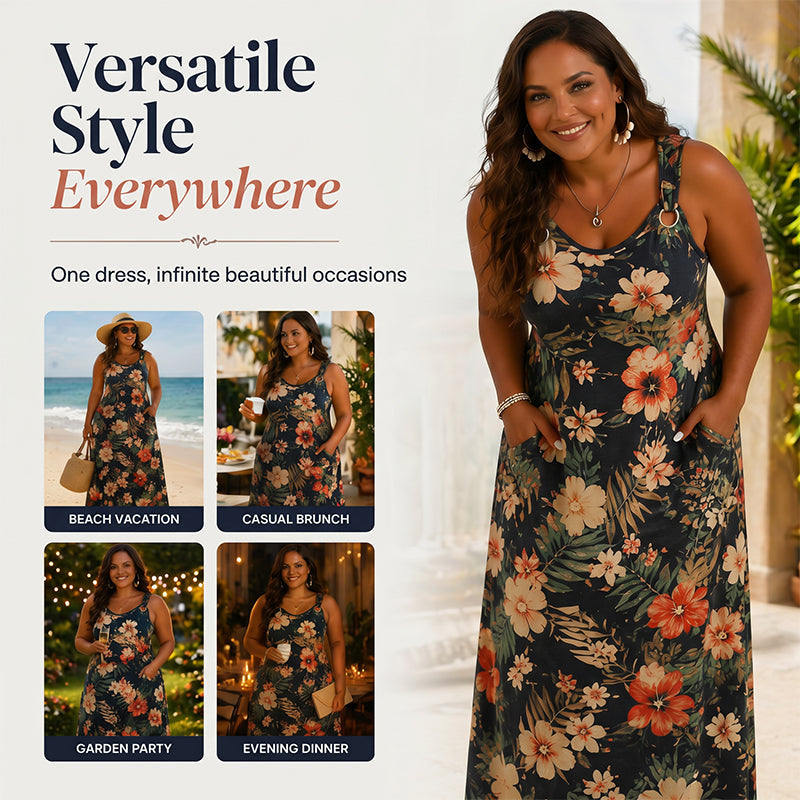 Trendé™ | Alessa Ärmelloses Maxikleid mit V-Ausschnitt und Print
