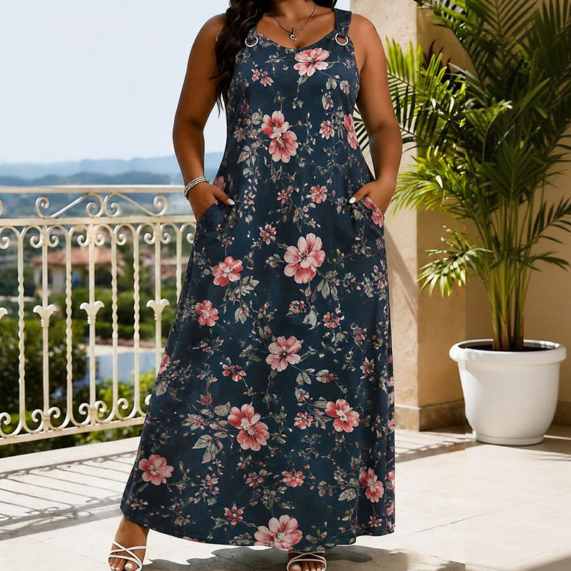 Trendé™ | Alessa Ärmelloses Maxikleid mit V-Ausschnitt und Print