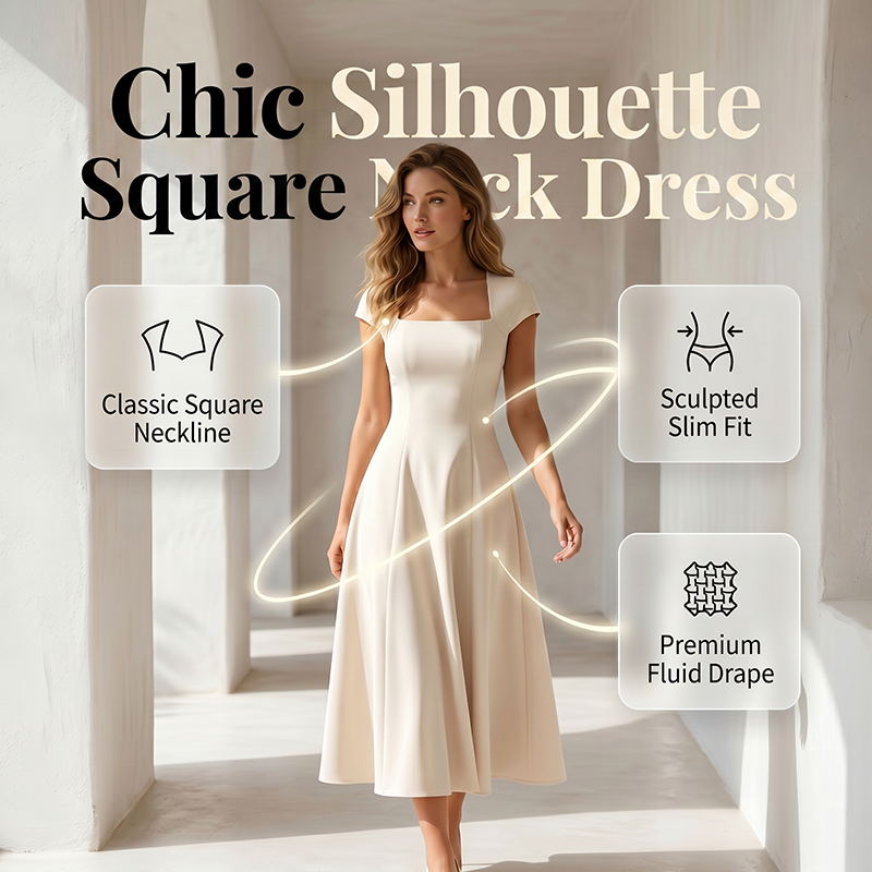 Trendé™ | Aurelia A-Linien-Maxikleid mit Karree-Ausschnitt