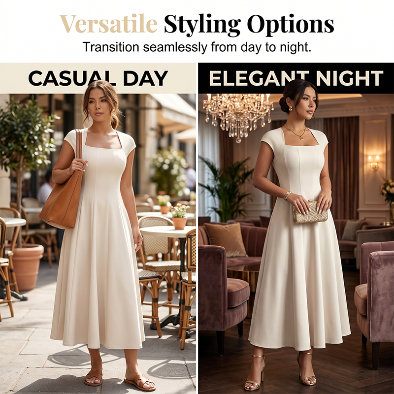 Trendé™ | Aurelia A-Linien-Maxikleid mit Karree-Ausschnitt