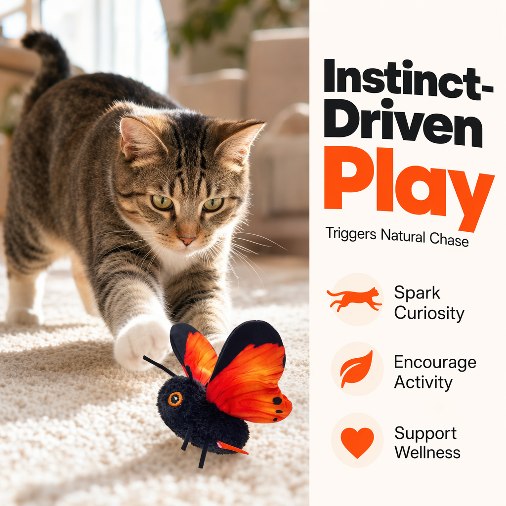 🐱 50 % Rabatt – Elektrisches Schmetterlings-Katzenspielzeug mit Aufhängung – automatische Flügelbewegung, elastische Leine & weckt den Jagdinstinkt 🦋