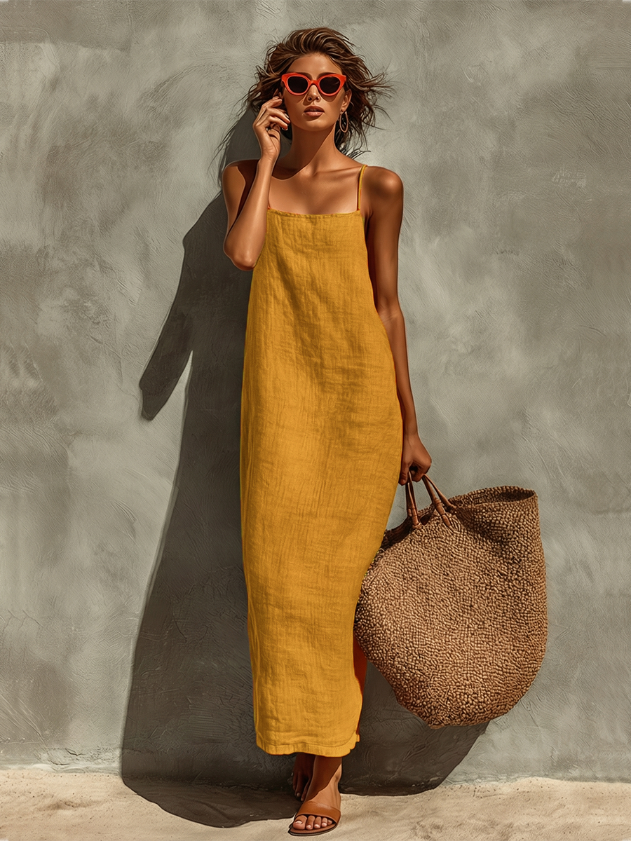 Trendé™ | Anina Baumwoll-Kleid mit Spaghettiträgern und Karree-Ausschnitt